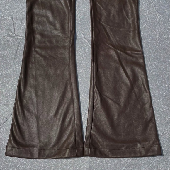 Brown faux-leather flares | Size Small | Motel Zoven Trousers - Picture 2 of 5